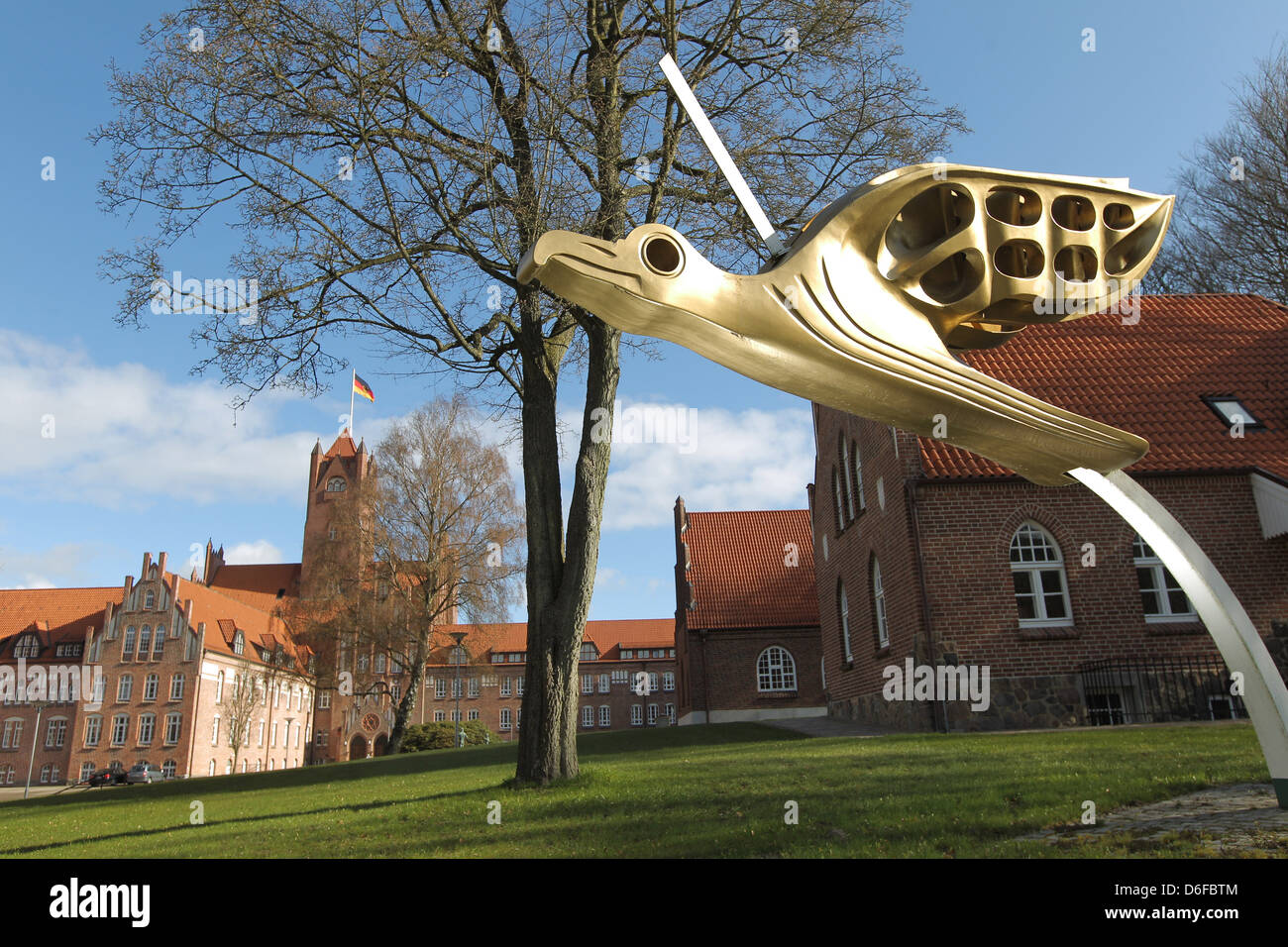 Flensburg, Allemagne, Albatros, jetée de proue de la Gorch Fock avant l'Académie Navale de Mürwik Flensburg Banque D'Images