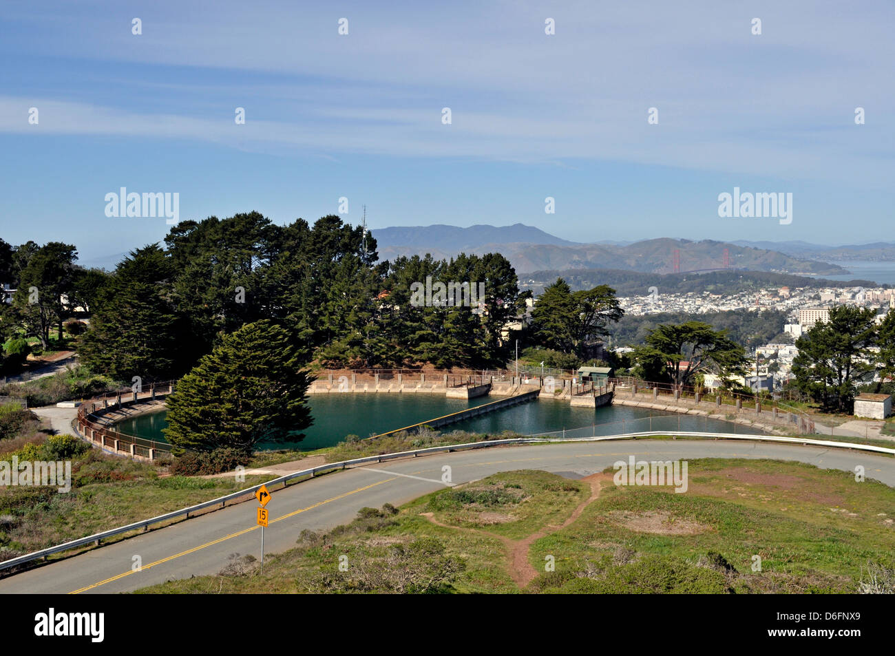 Réservoir du sommet sur Twin Peaks San Francisco, California, USA Banque D'Images
