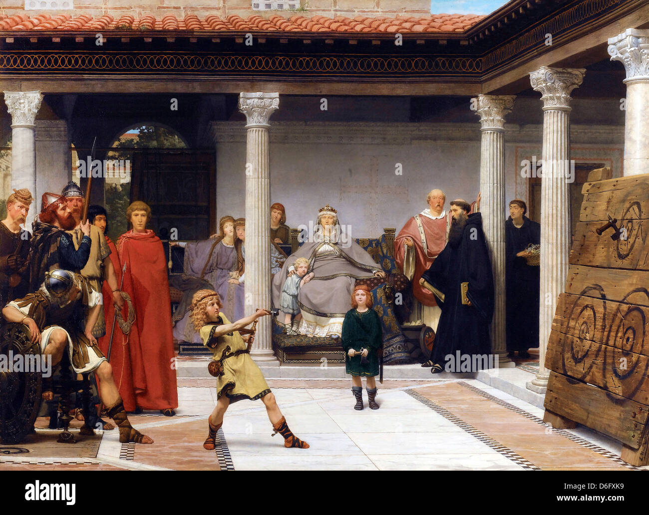 Sir Lawrence Alma-Tadema, de l'éducation des enfants de Clovis 1861 Huile sur toile. Banque D'Images