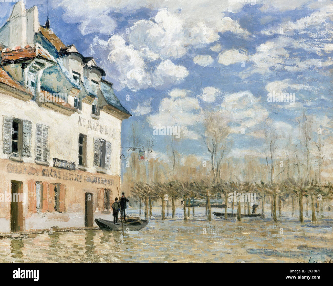 Alfred Sisley, Bateau dans l'inondation à Port Marly 1876 Huile sur toile. Musée d'Orsay, Paris Banque D'Images