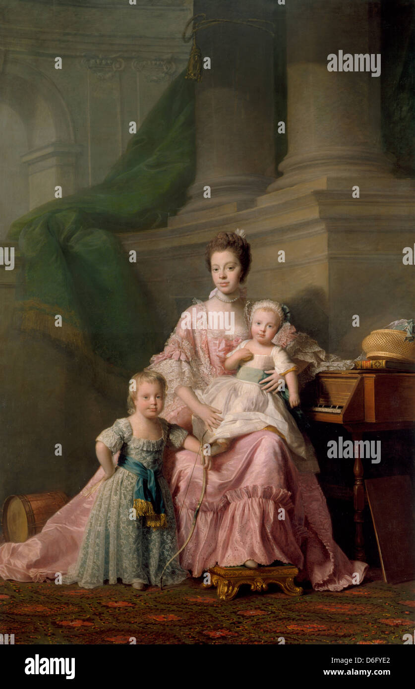 Allan Ramsay, Queen Charlotte (1744-1818), avec ses deux fils aînés 1769 Huile sur toile. Collection Royale du Royaume-Uni Banque D'Images