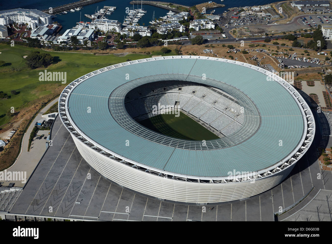 Cape Town Stadium, Cape Town, Afrique du Sud - vue aérienne Banque D'Images