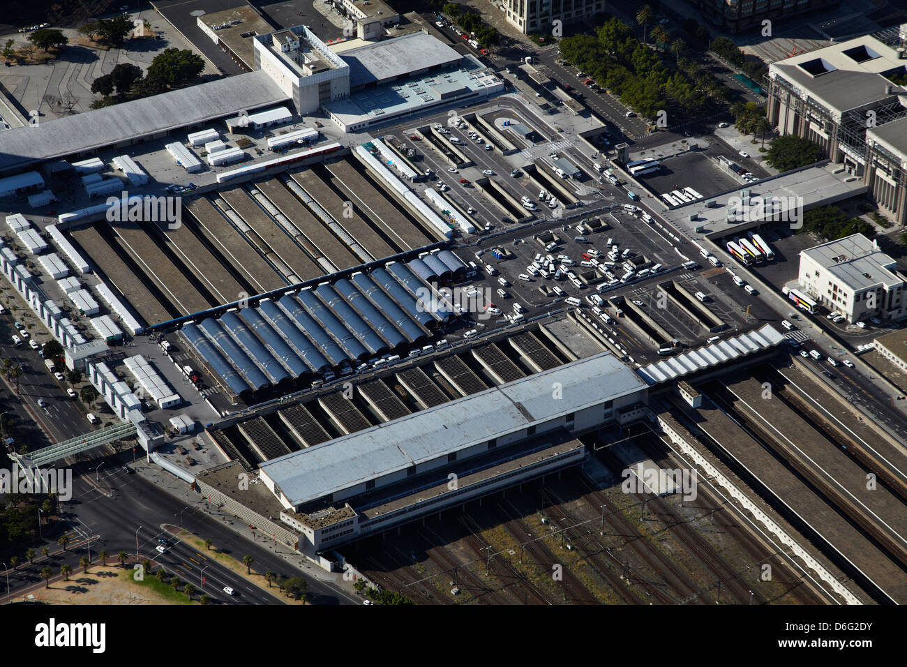 La gare de Cape Town, Cape Town, Afrique du Sud - vue aérienne Banque D'Images