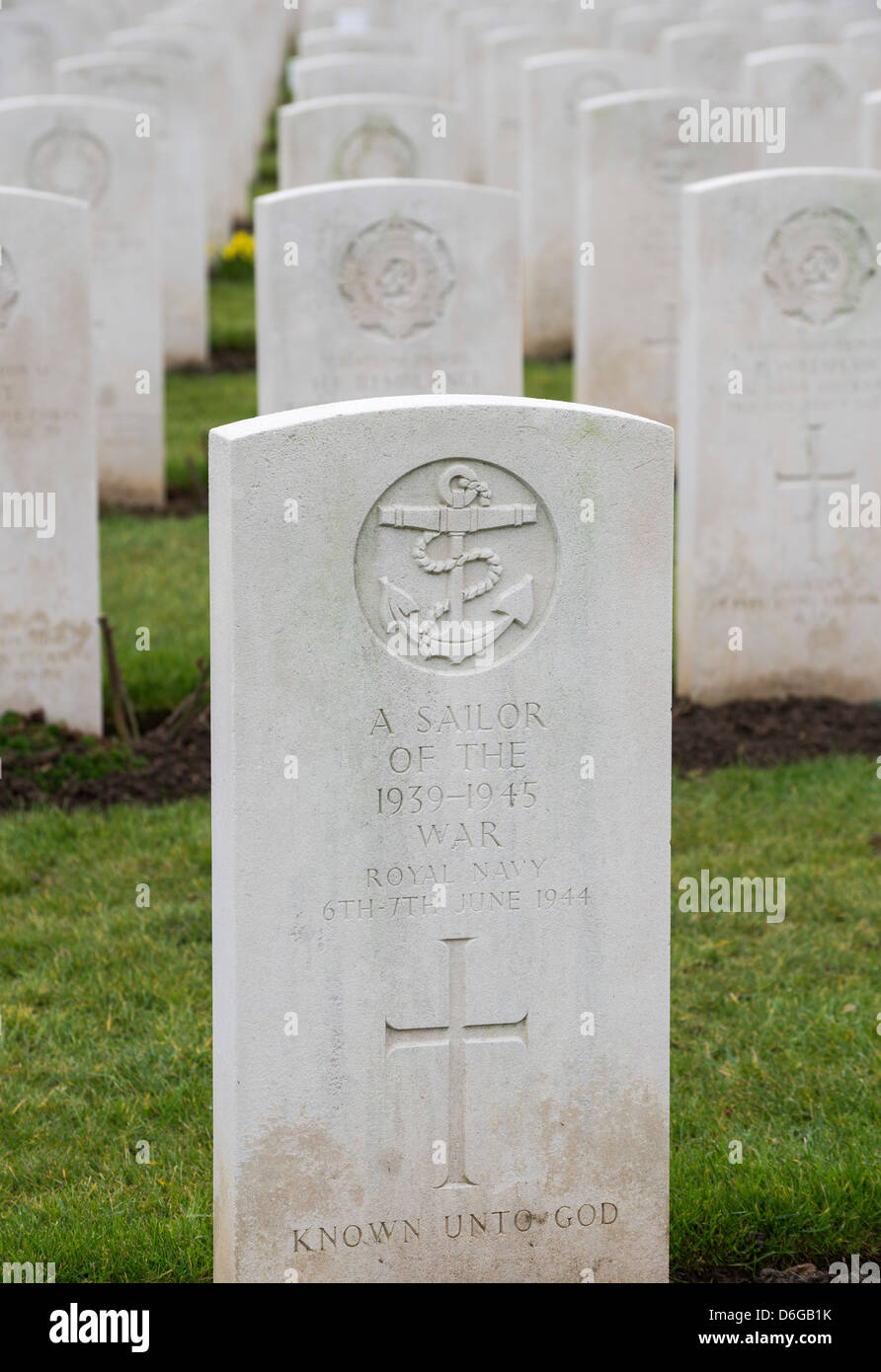 Les pierres du souvenir, cimetière militaire britannique, Hermanville-sur-Mer (14880), Calvados, Normandie, France Banque D'Images