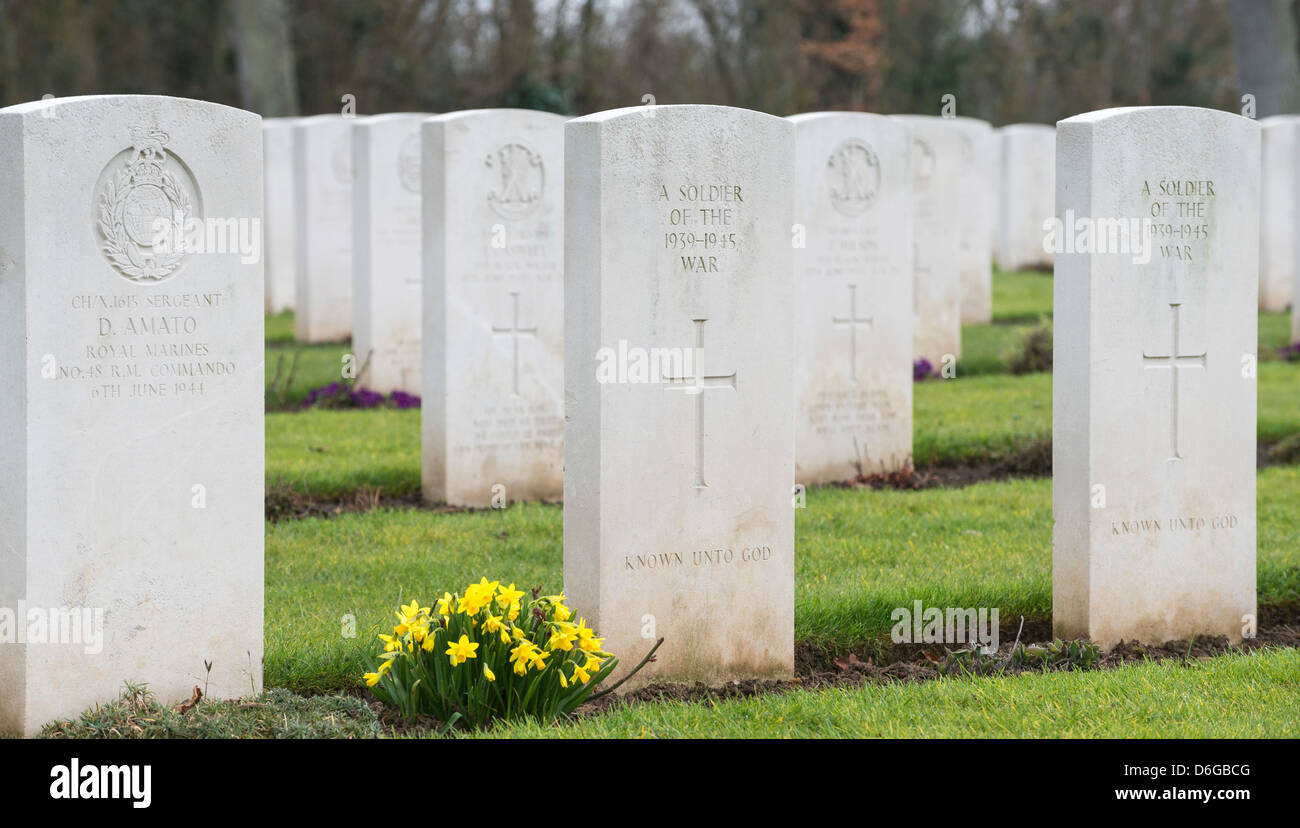 Les pierres du souvenir, cimetière militaire britannique, Hermanville-sur-Mer (14880), Calvados, Normandie, France. Banque D'Images