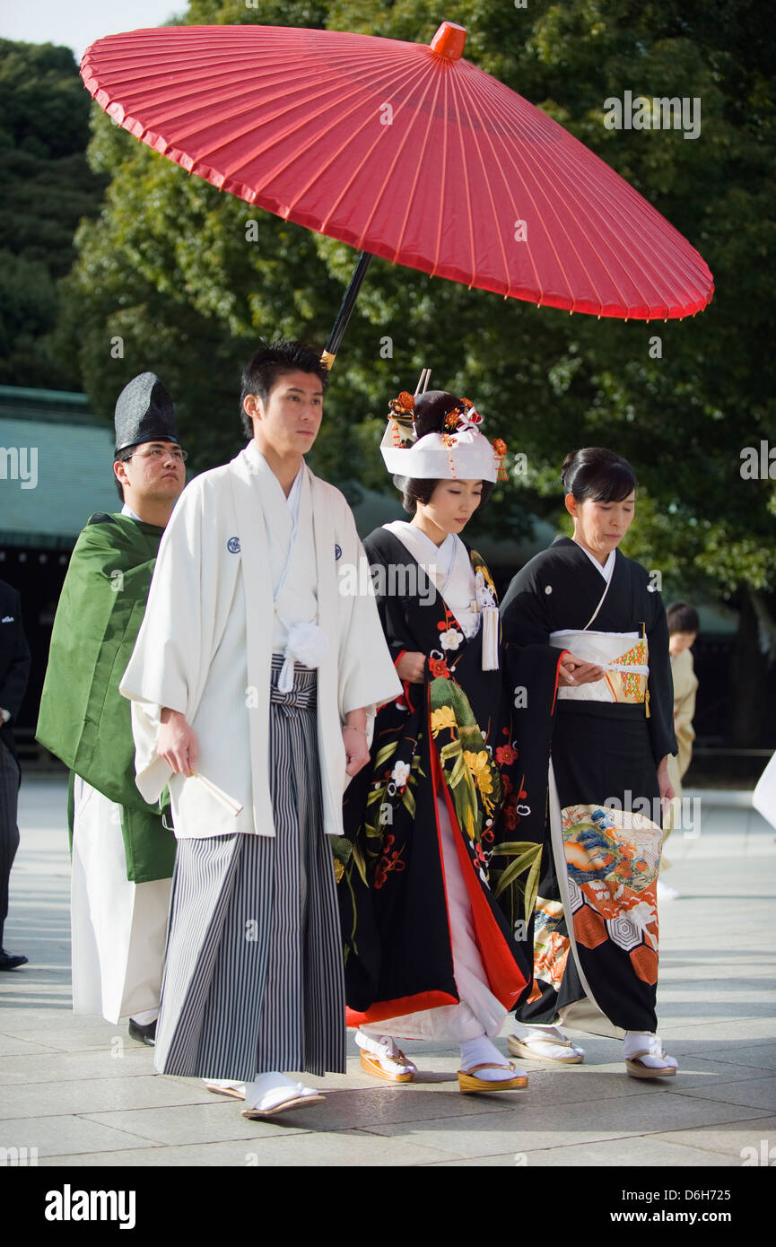 Cérémonie de mariage, Meiji Jingu, Tokyo, Japon, Asie Banque D'Images
