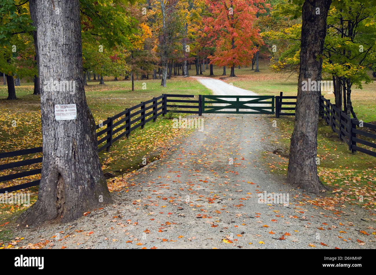 Gravier Gated avec aucun signe d'intrusion dans Bullitt Comté, Kentucky Banque D'Images