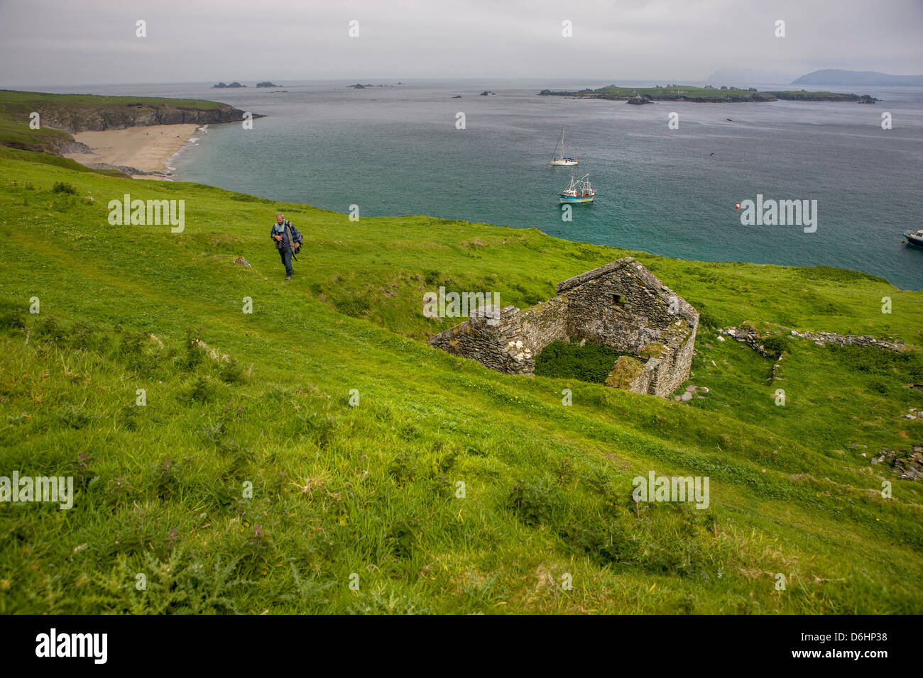 Great Blasket Island. Le comté de Kerry. L'Irlande. Homestead abandonné. Banque D'Images