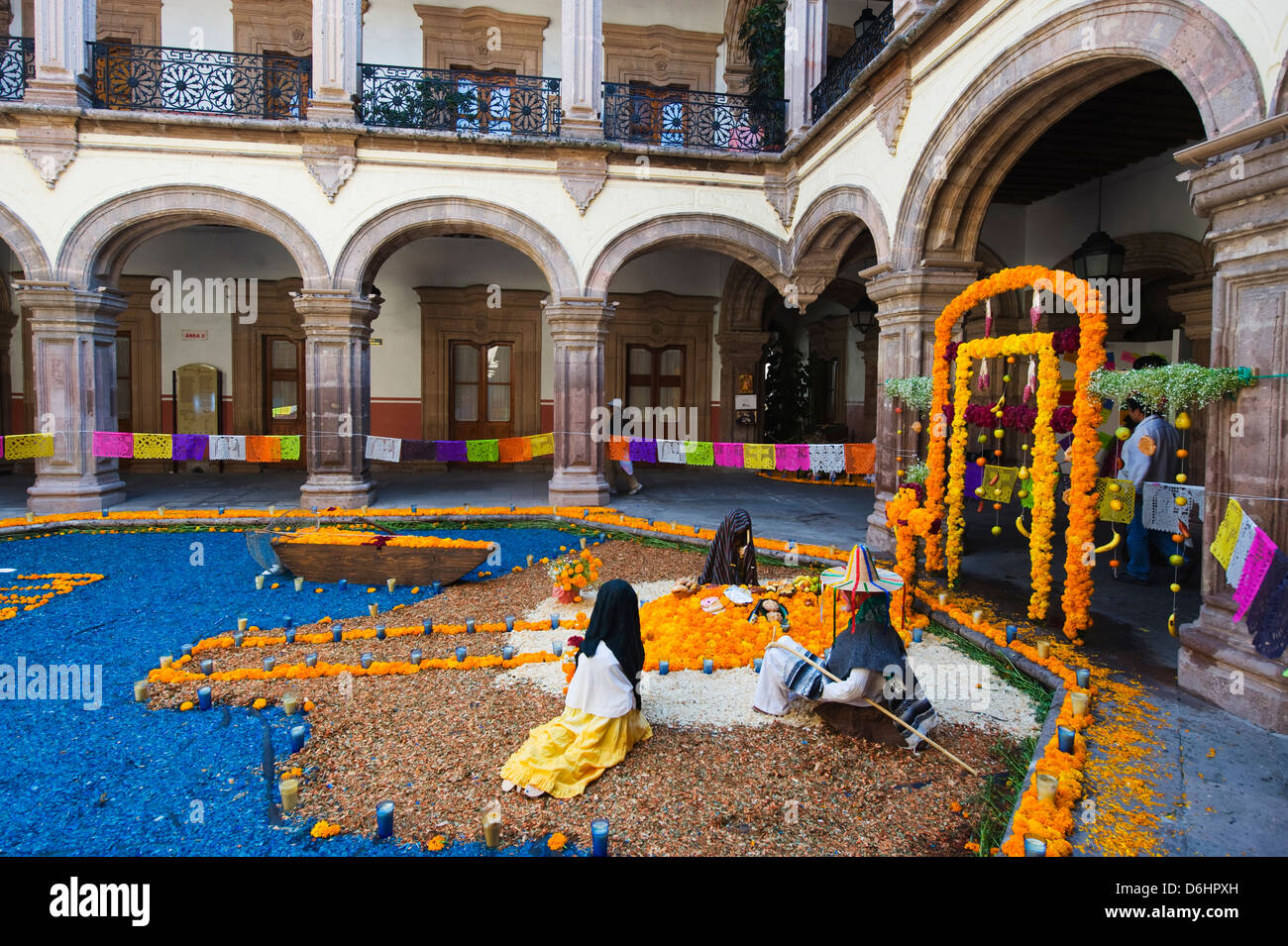 Dia de muertos, le Jour des Morts Les décorations, Morelia, Michoacan, Mexique, Etat de l'Amérique du Nord Banque D'Images