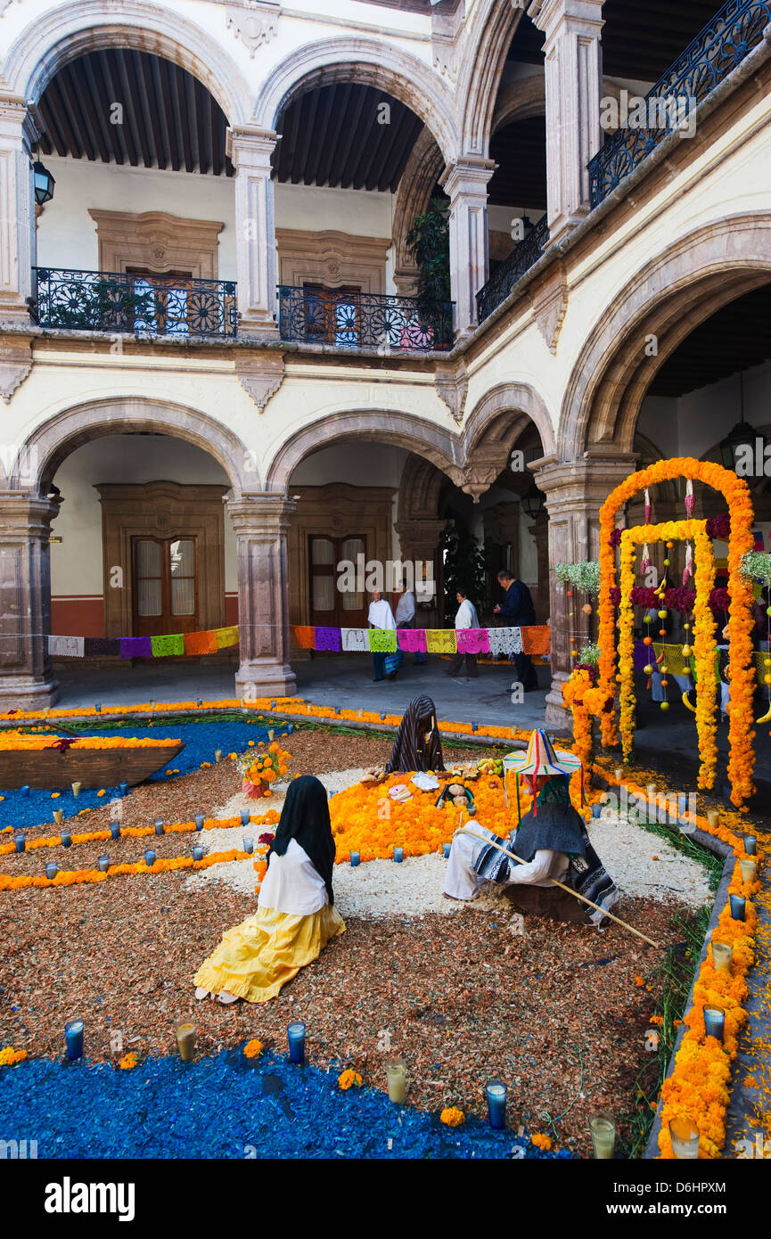 Dia de muertos, le Jour des Morts Les décorations, Morelia, Michoacan, Mexique, Etat de l'Amérique du Nord Banque D'Images
