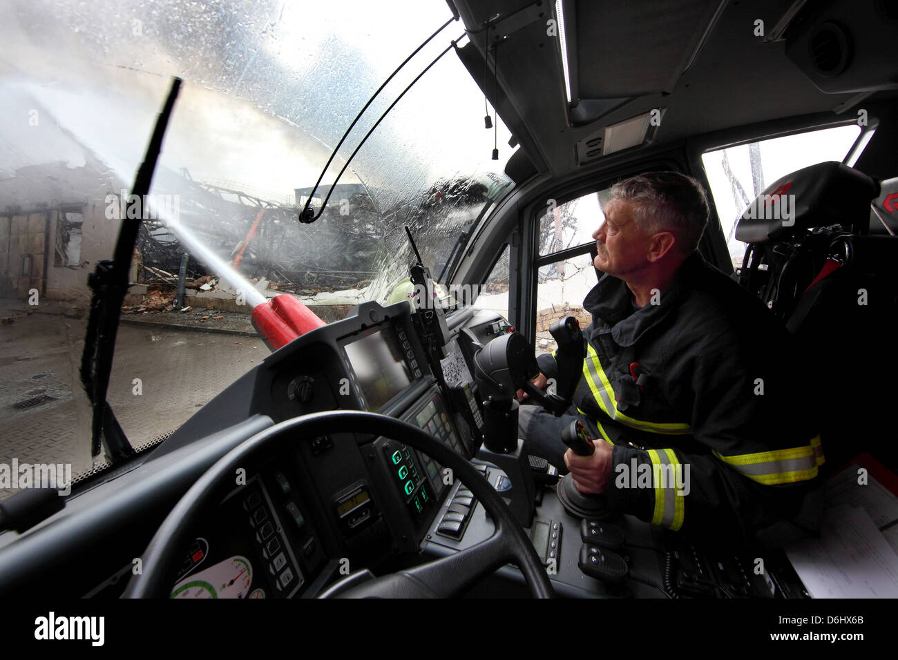 Berlin, Allemagne, réservoir de camions de pompiers de l'incendie de l'aéroport de Berlin-Siemens à Berlin City Banque D'Images