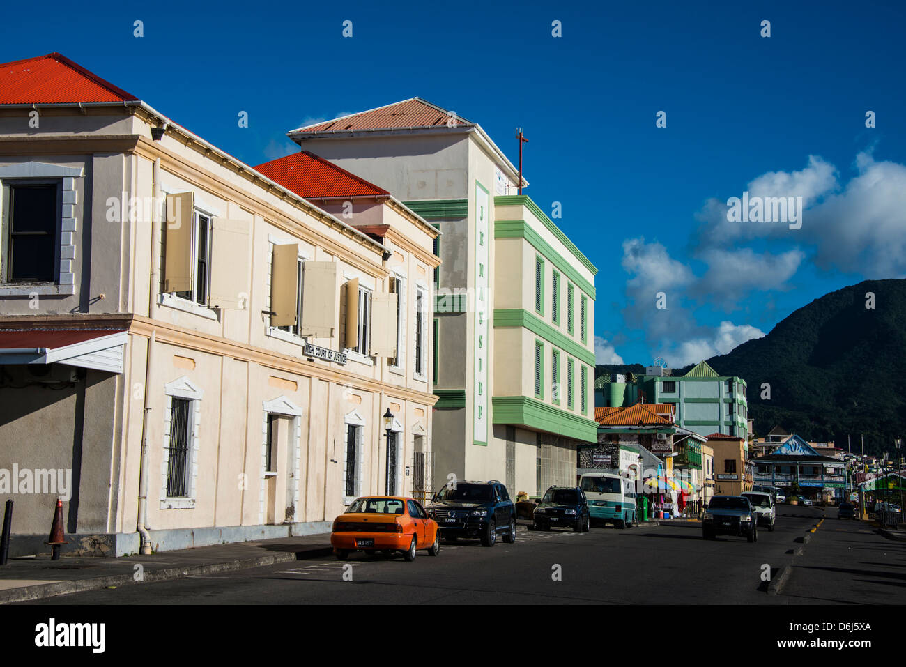 Le centre-ville de la capitale de la DOMINIQUE, Roseau Antilles, Caraïbes, Amérique Centrale Banque D'Images