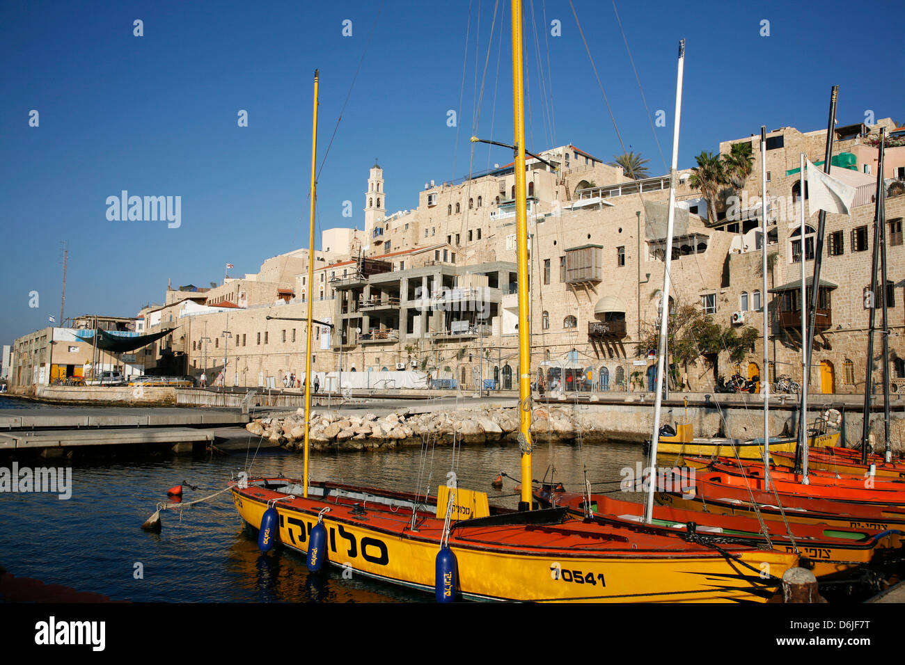 Vue sur le port et la vieille ville de Jaffa, Tel Aviv, Israël, Moyen Orient Banque D'Images