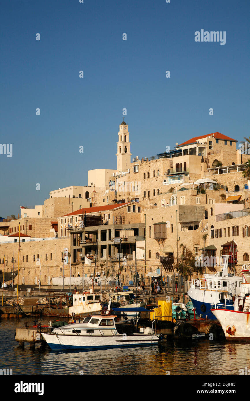 Vue sur le port et la vieille ville de Jaffa, Tel Aviv, Israël, Moyen Orient Banque D'Images