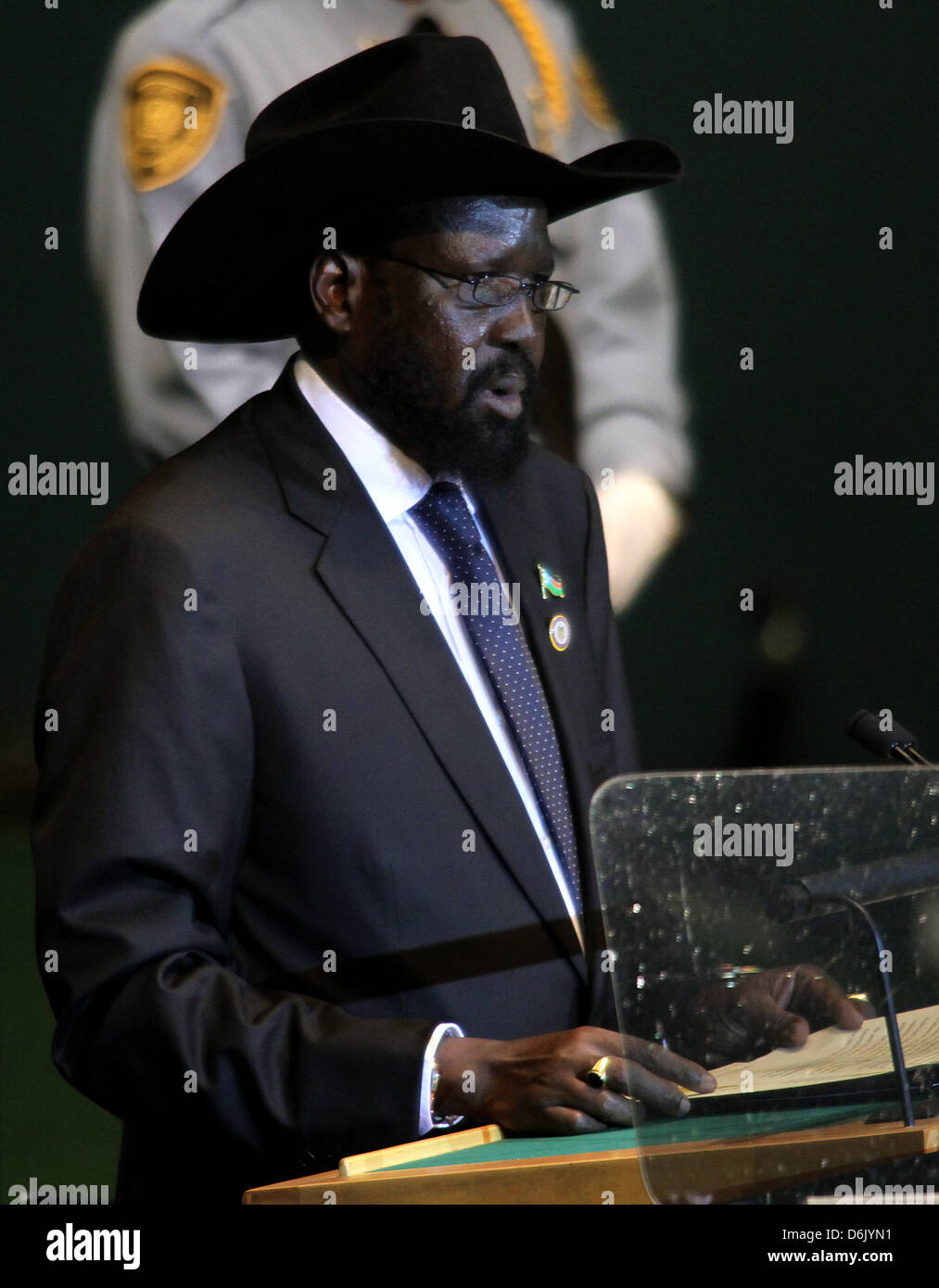 Le président de la République du Soudan du Sud Salva Kiir 66e session de l'Assemblée générale des Nations Unies à l'Organisation des Nations Unies Banque D'Images