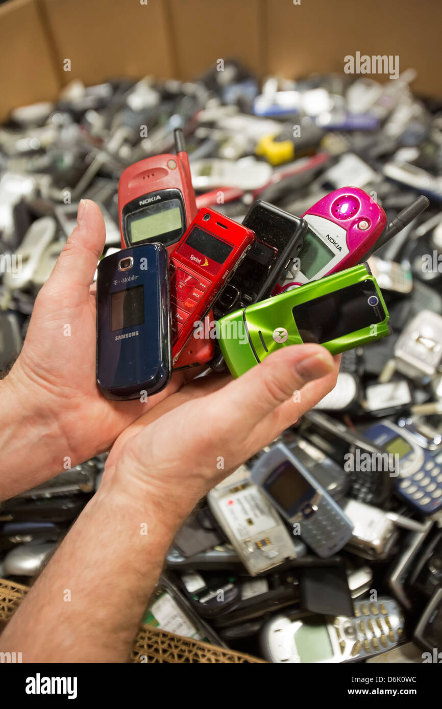 Recyclage de téléphone cellulaire Banque D'Images