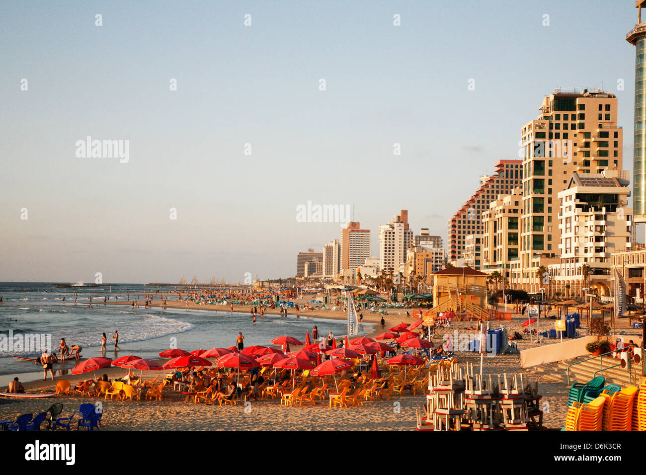 Plage, à Tel Aviv, Israël, Moyen Orient Banque D'Images