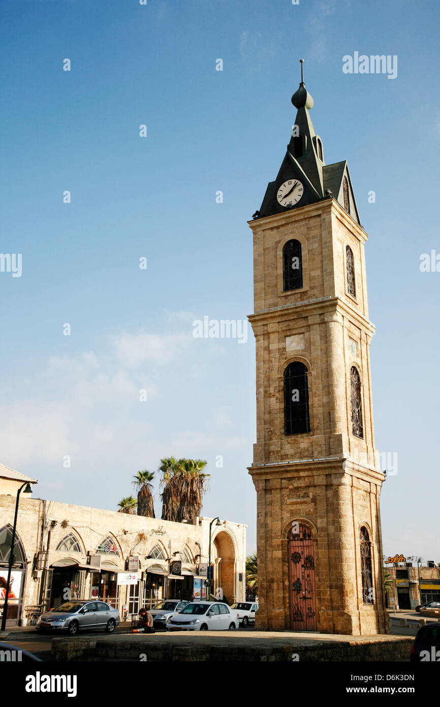 La tour de l'horloge dans la vieille ville de Jaffa, Tel Aviv, Israël, Moyen Orient Banque D'Images