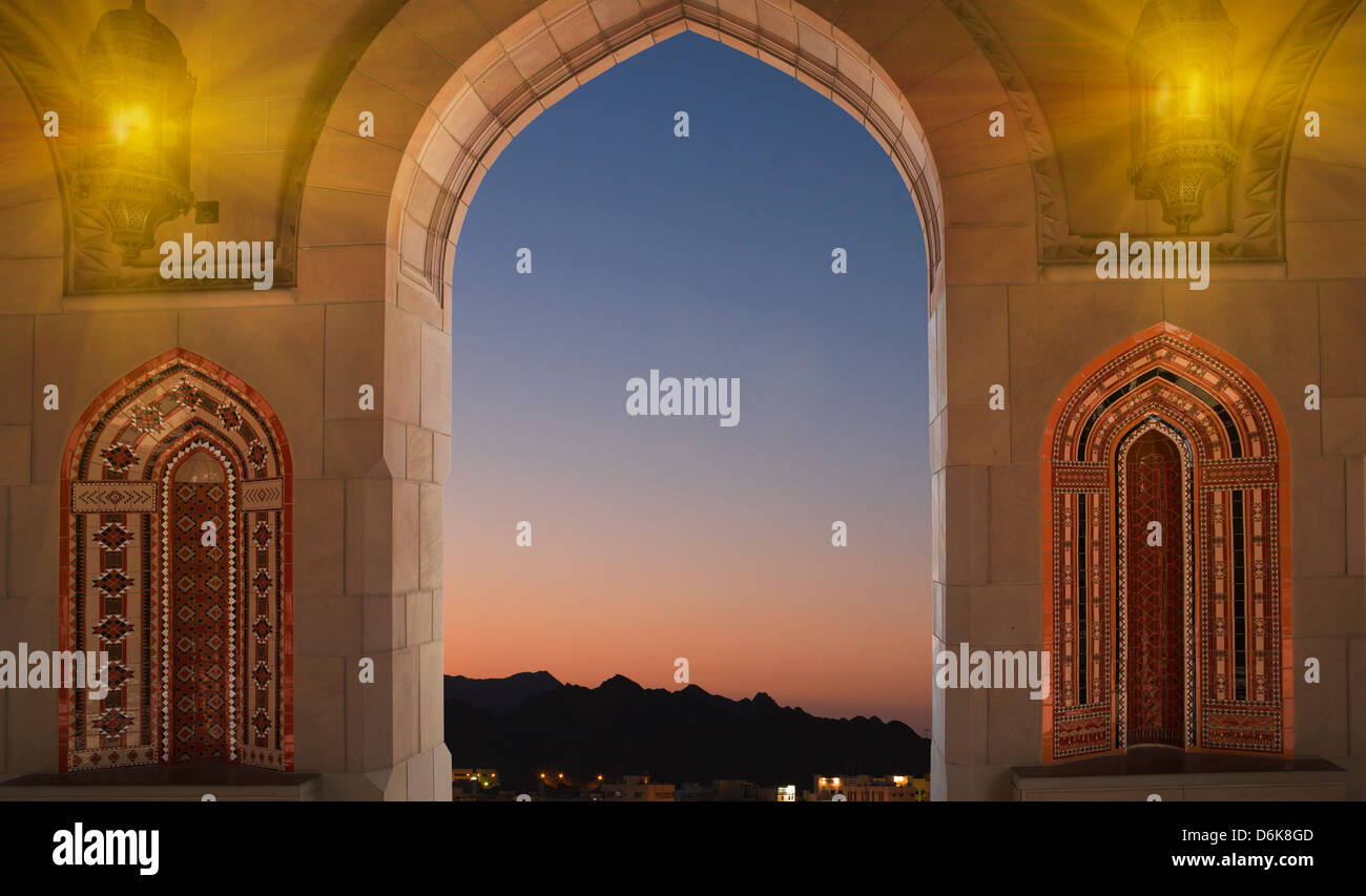 Grande Mosquée Sultan Quaboos, Muscat, Oman, Middle East Banque D'Images