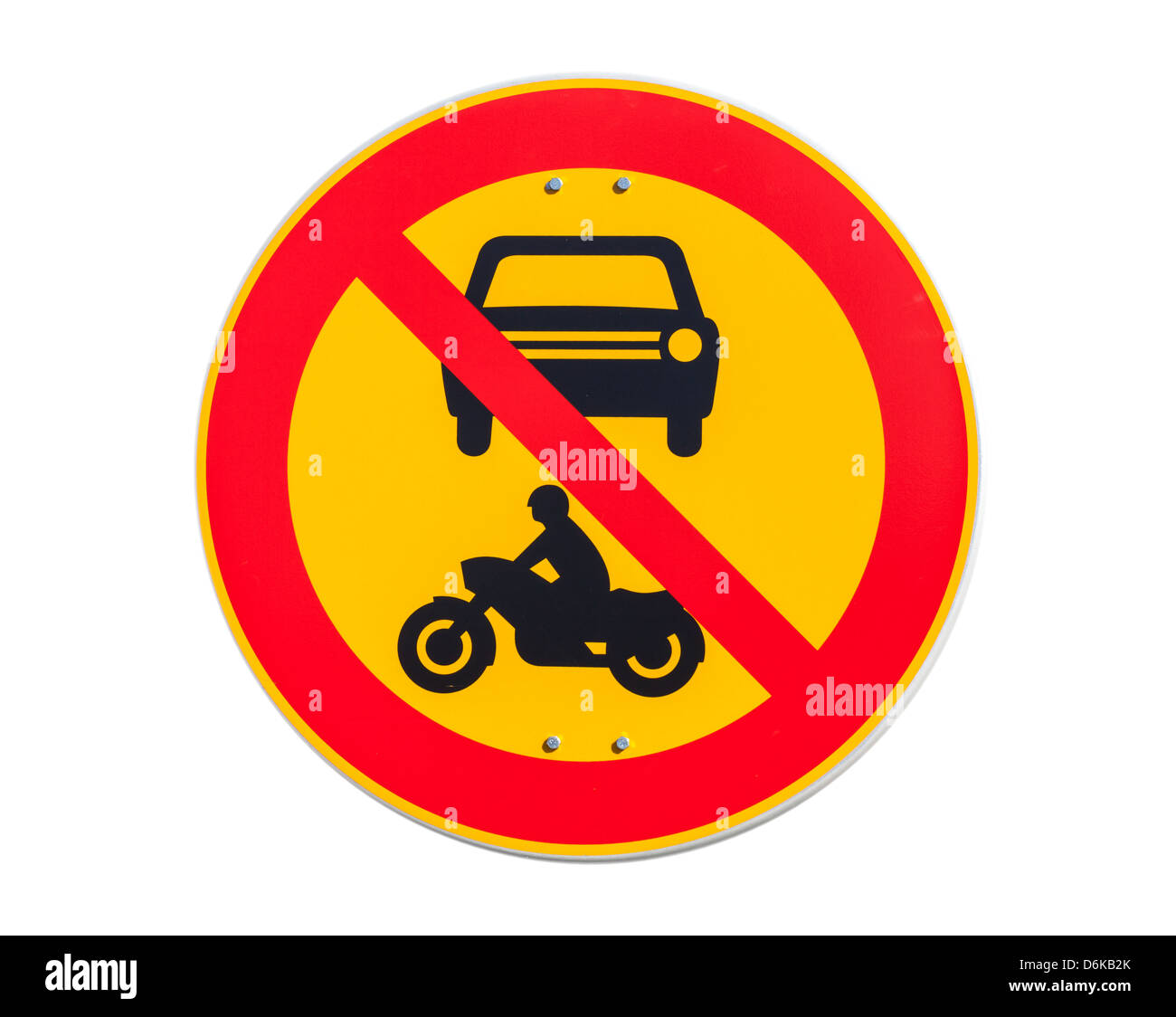 Ronde européenne signe de la circulation, le passage des véhicules et motos interdite Banque D'Images
