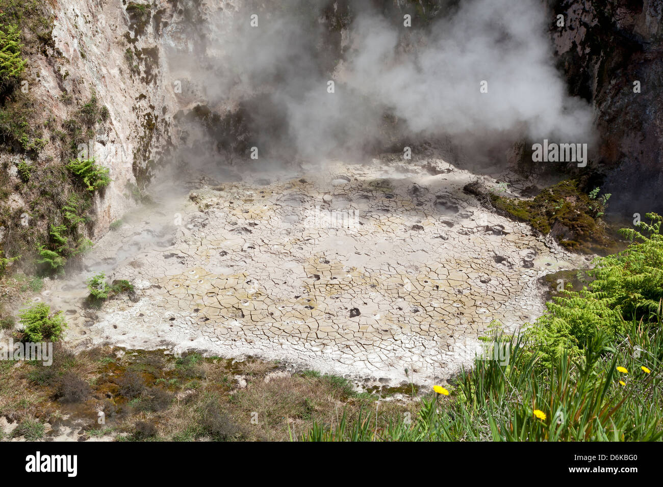 Cratères de la Lune dans la zone thermique parc touristique de Wairakei Taupo Nouvelle Zélande Banque D'Images