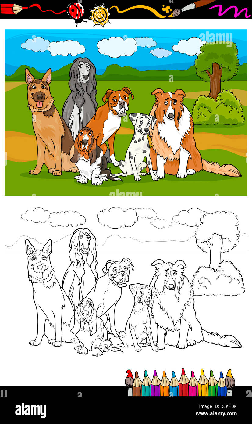 Cartoon Illustration De Chiens De Race Comme Le Berger
