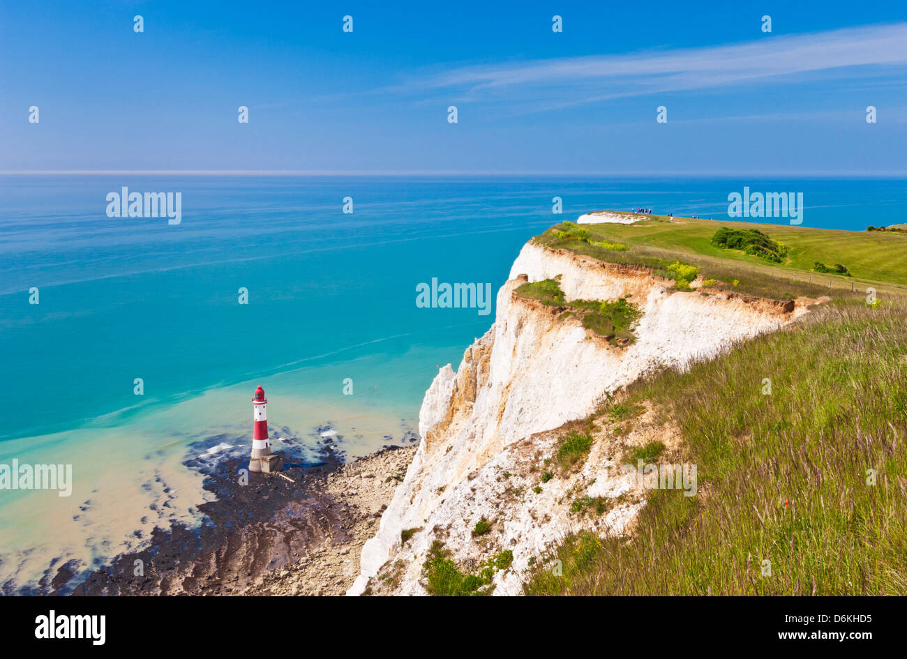 Beachy Head Lighthouse sous les falaises de craie sept Sœurs parc national des South Downs Way East Sussex England uk gb eu Europe Banque D'Images