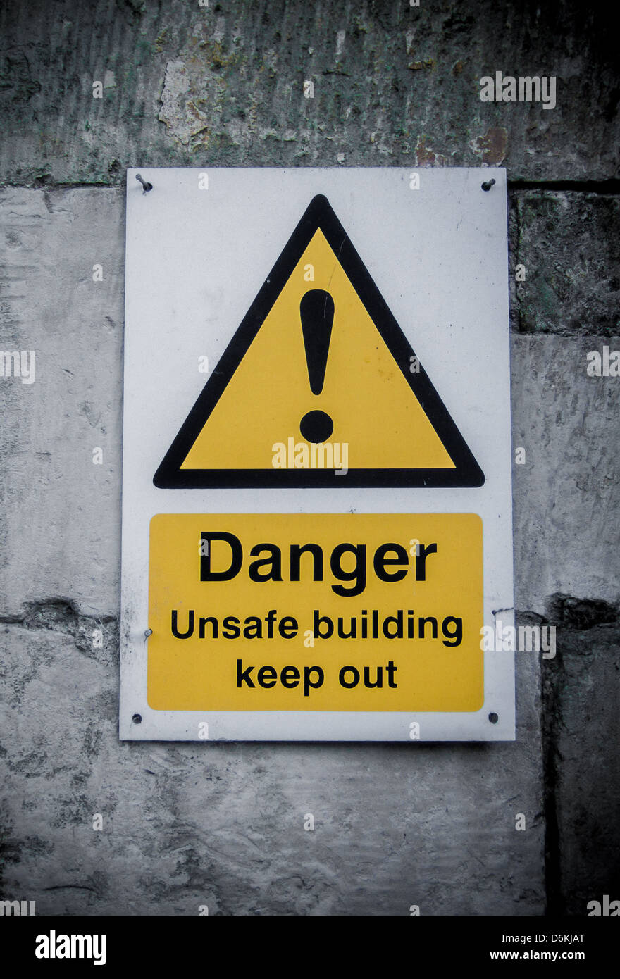 Bâtiment dangereux Danger sign - Tenir hors Banque D'Images
