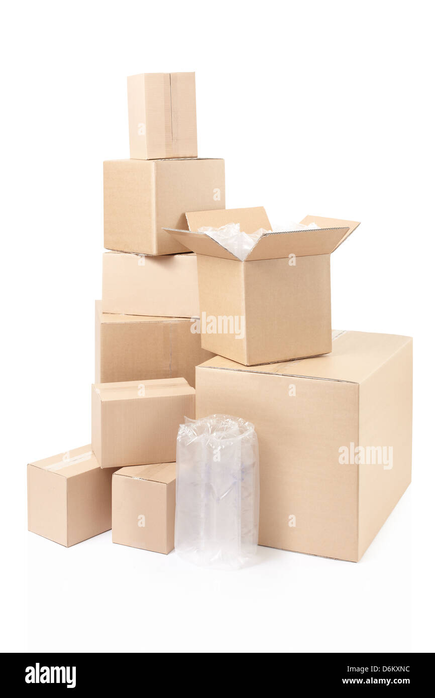 Pile de boîtes en carton et d'emballage Banque D'Images
