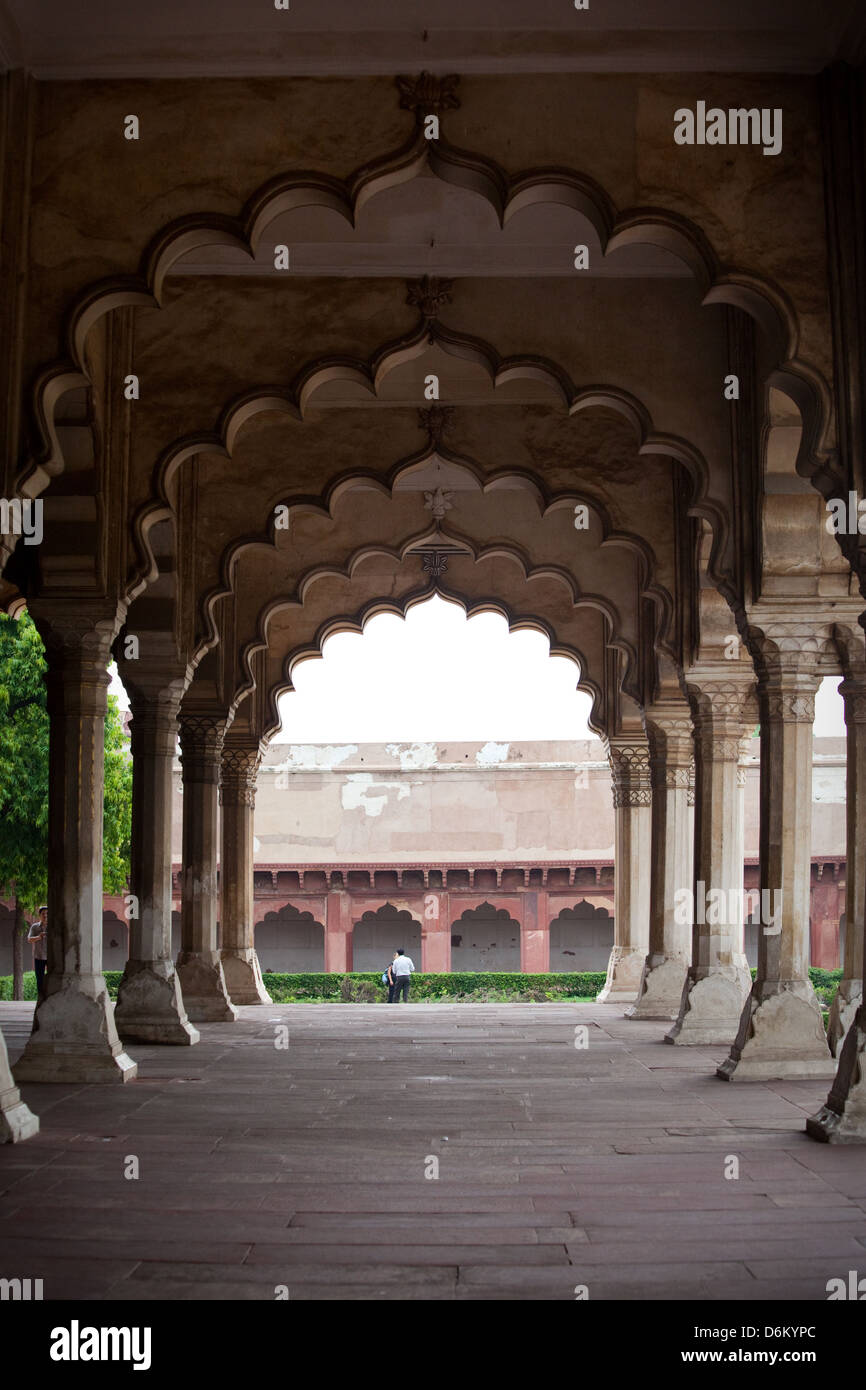 Diwan-i-am ou salle des audiences publiques, fort d'Agra, Inde Banque D'Images