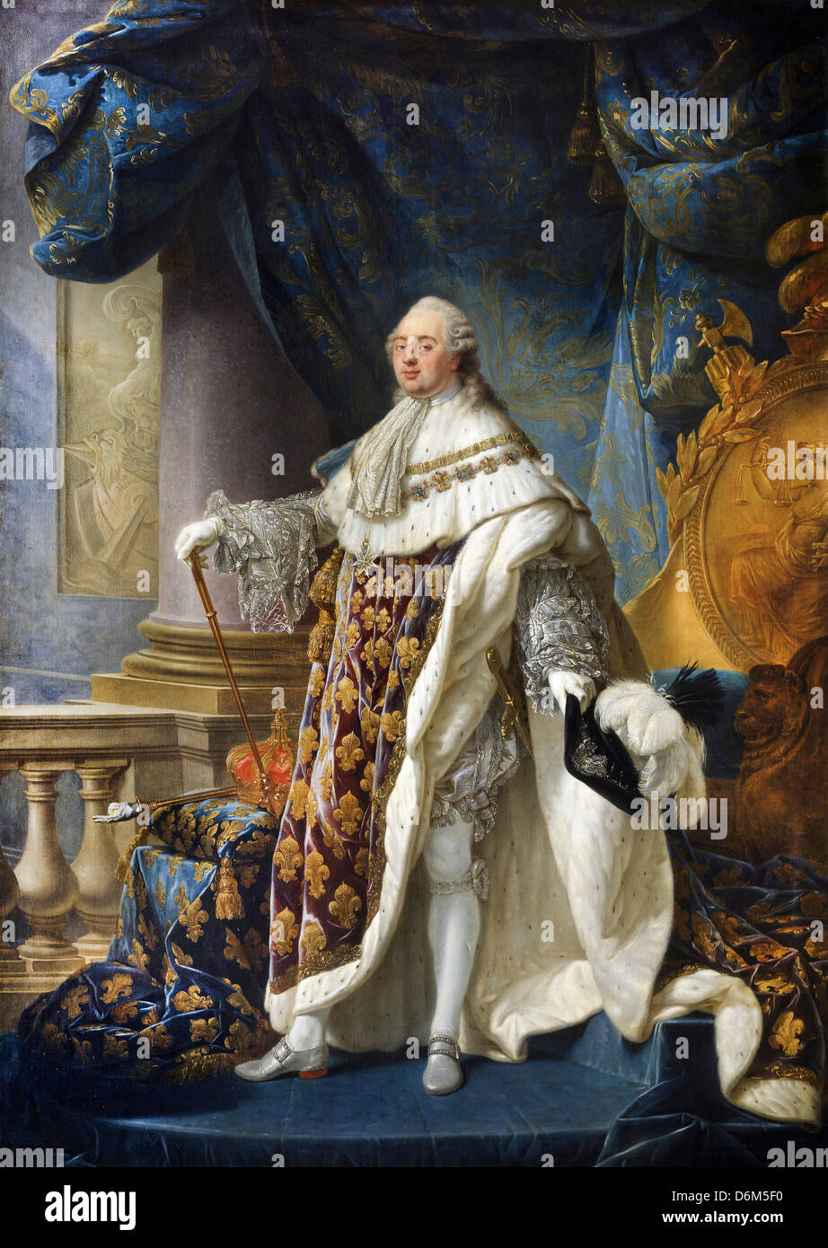 Antoine-François Callet, Louis XVI, roi de France et de Navarre (1754-1793), vêtu de son grand costume royal en 1779. Toile d'huile Banque D'Images