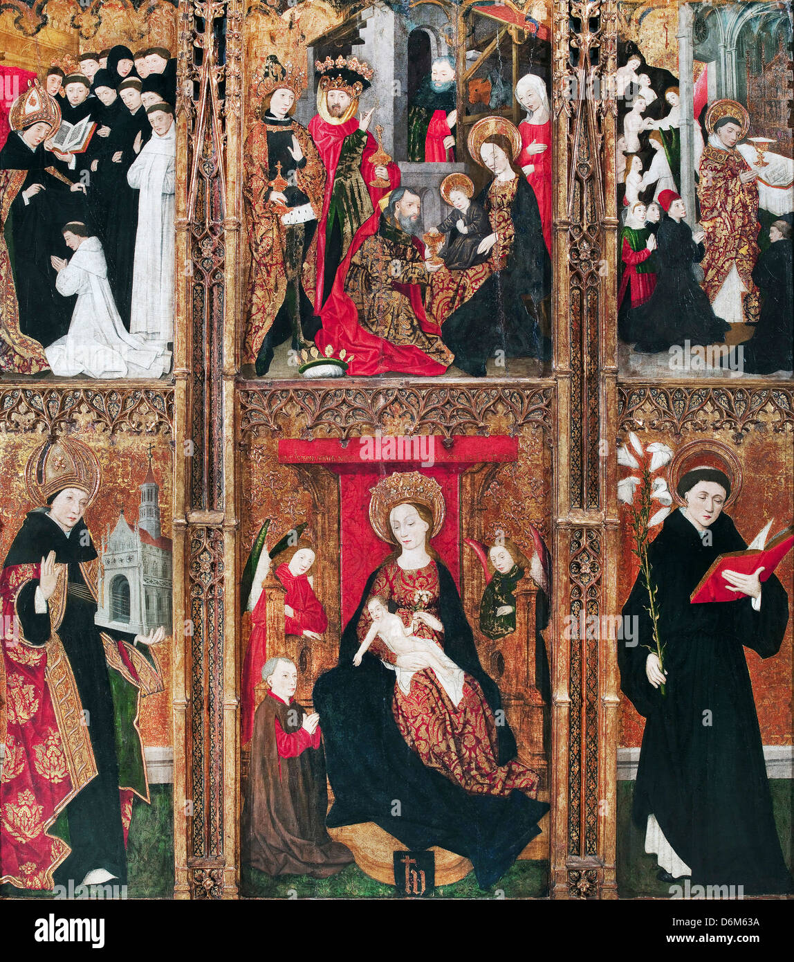 Antoine de Lonhy, Retable de la Vierge, saint Augustin et Saint Nicolas de Tolentino 1461-1462 tempera, huile et feuille d'or Banque D'Images