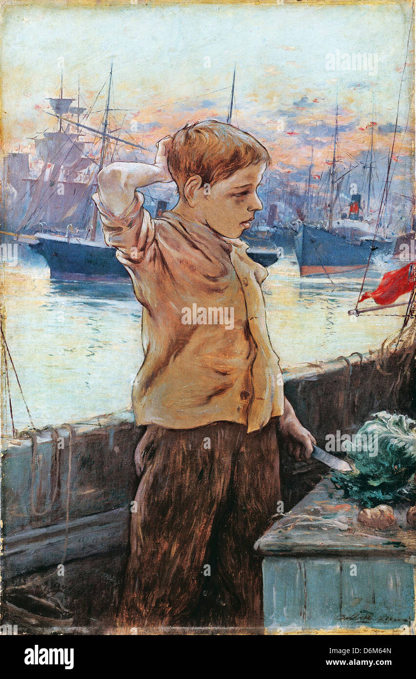 Adolfo Guiard, l'équipage du garçon 1887 Huile sur toile. Musée des Beaux Arts de Bilbao, Bilbao, Espagne Banque D'Images