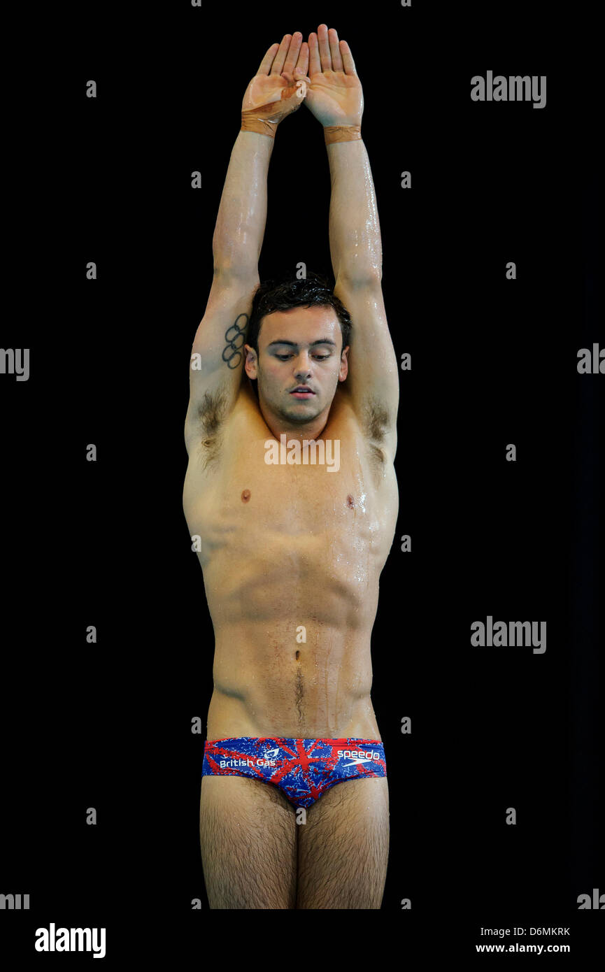 Edinburgh, Royaume-Uni. 20 avril, 2013. Thomas Daley de Grande-Bretagne (GBR) entre les sessions pratiques au jour 2 de l'Hôtel Bourbon/FINA Diving World Series 2013 à la Royal Commonwealth Pool à Édimbourg. Banque D'Images