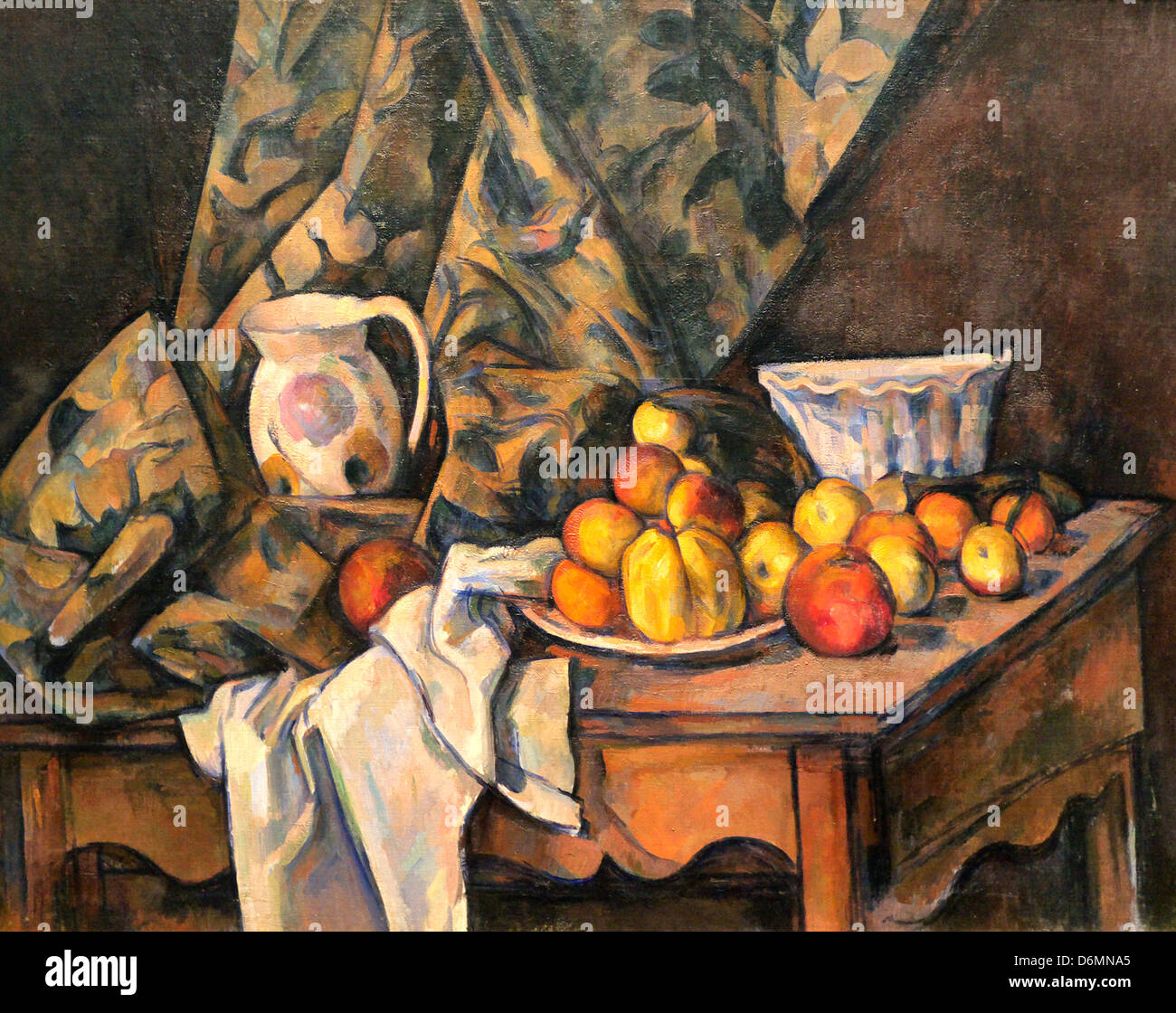 La vie toujours avec les pommes et les pêches par Paul Cezanne Banque D'Images
