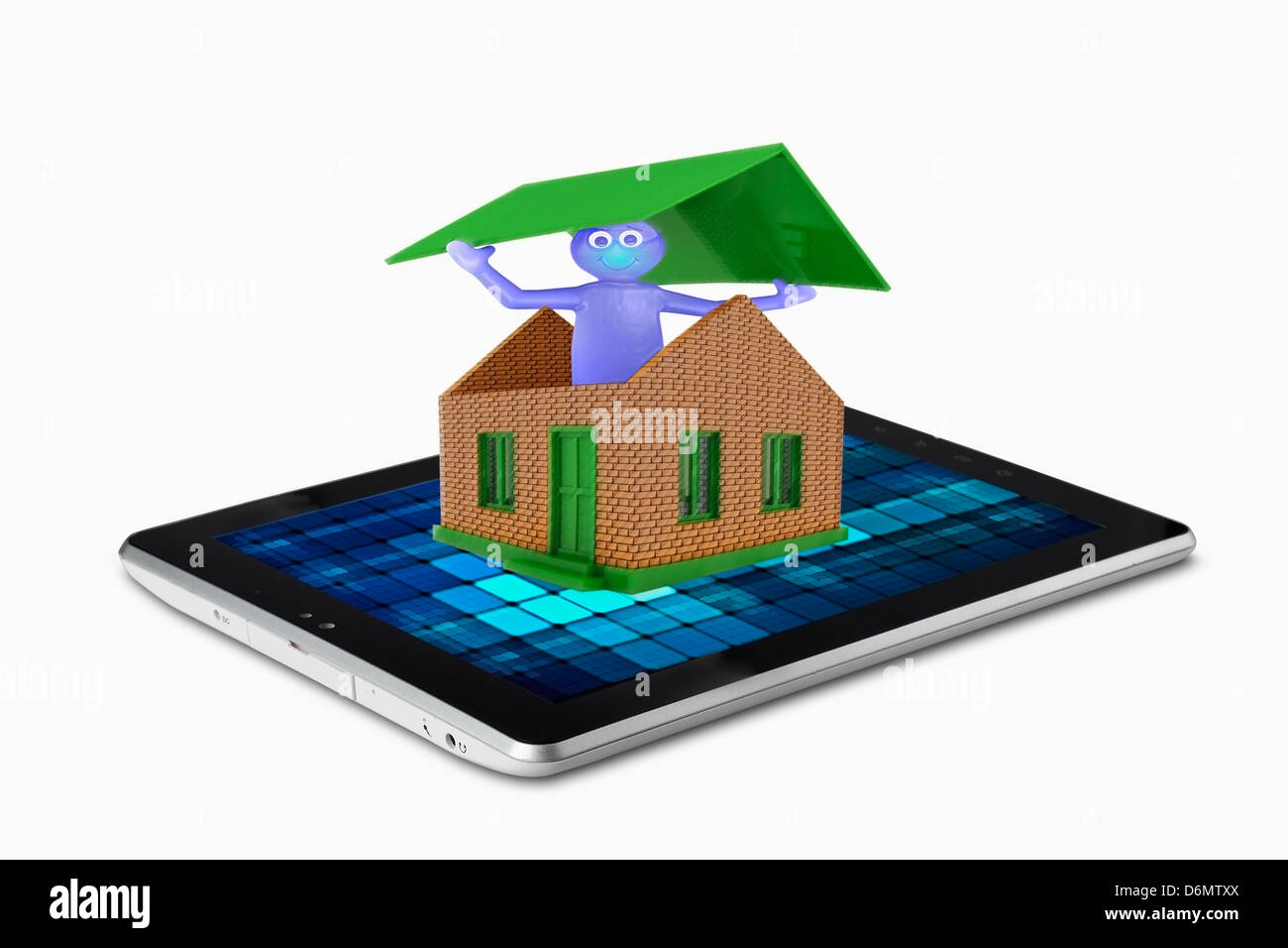 Symboles de la maison sur une tablette tablette acheter maison Symboles Vente en ligne Concept du vrai Symboles chambre tablet Acheter Vente en ligne Concept Banque D'Images