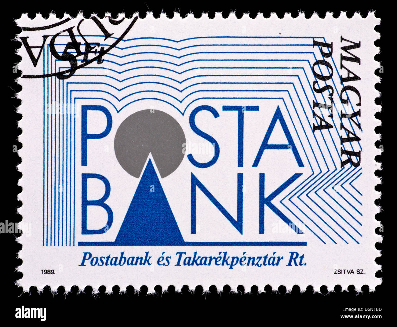 Timbre-poste émis par la Hongrie pour la création de la Banque d'épargne postale. Banque D'Images