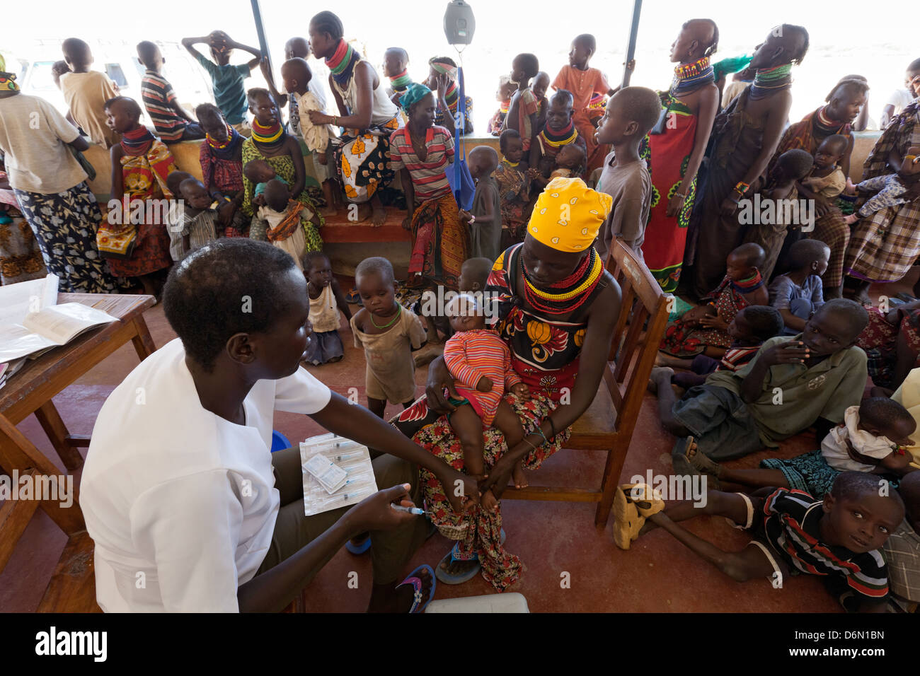 Lodwar, Kenya, campagne de vaccination dans le monde Vision Health Centre Banque D'Images