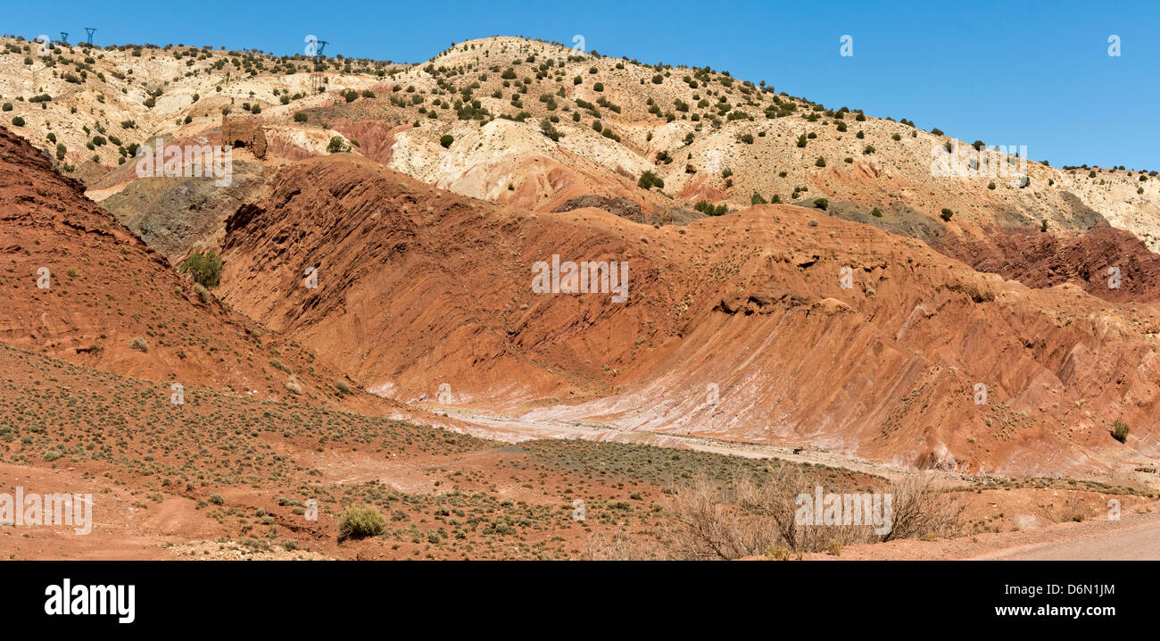 Vue panoramique sur les formations géologiques du Haut Atlas et Anti Atlas Mountains Banque D'Images