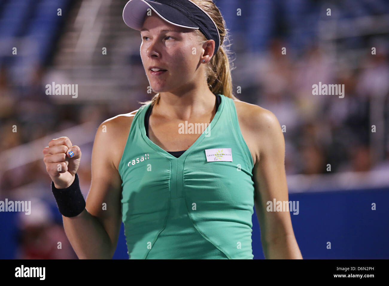 Sloane Stephens de USA en action lors de la Fed Cup contre la Suède à Delray Beach Tennis Center à Delray Beach, en Floride. Banque D'Images