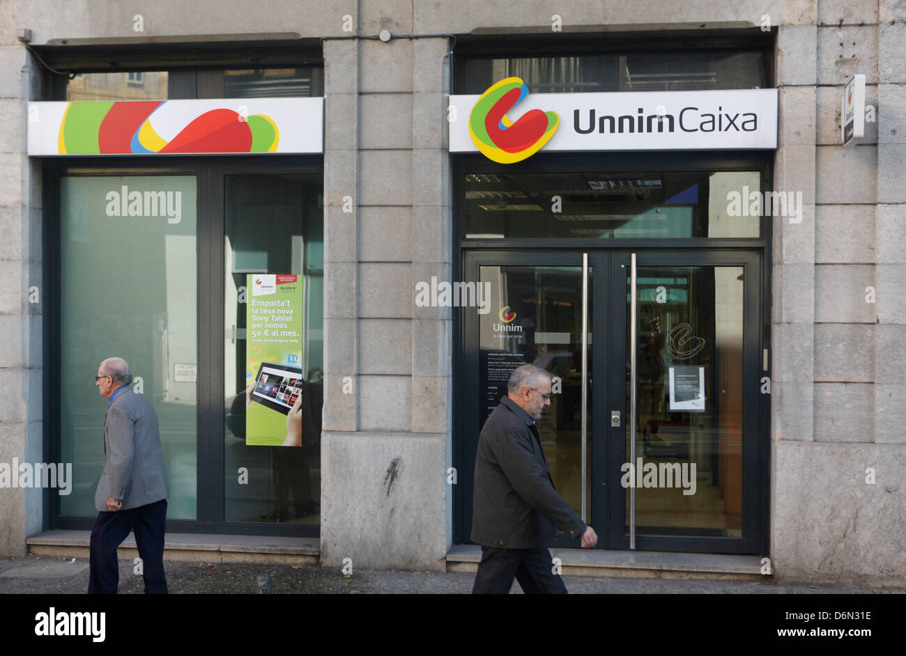 Barcelone, Espagne, banque Sparkasse UnnimCaixa Banque D'Images