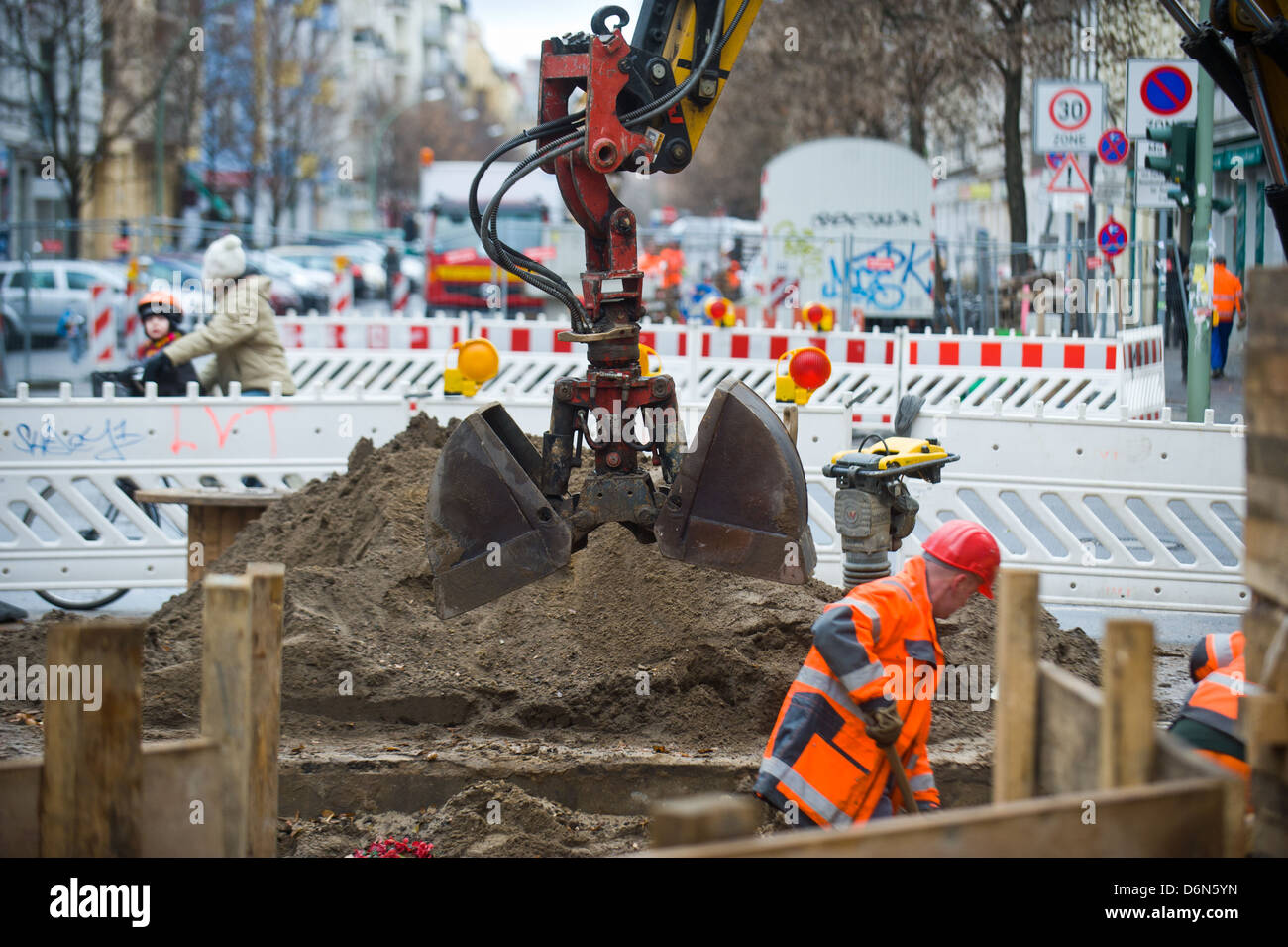 Berlin, Allemagne, sur le site de construction Stargarderstrasse Banque D'Images