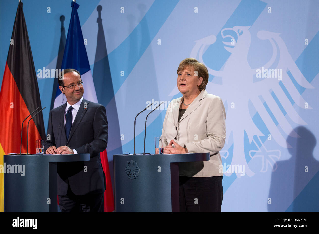 Berlin, Allemagne, la chancelière allemande, Angela Merkel, CDU, et François Hollande, Président de l'Etat de la République française Banque D'Images