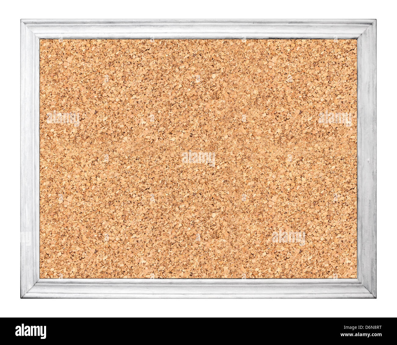 Tableau de liège vide dans le cadre en bois blanc isolated on white Banque D'Images