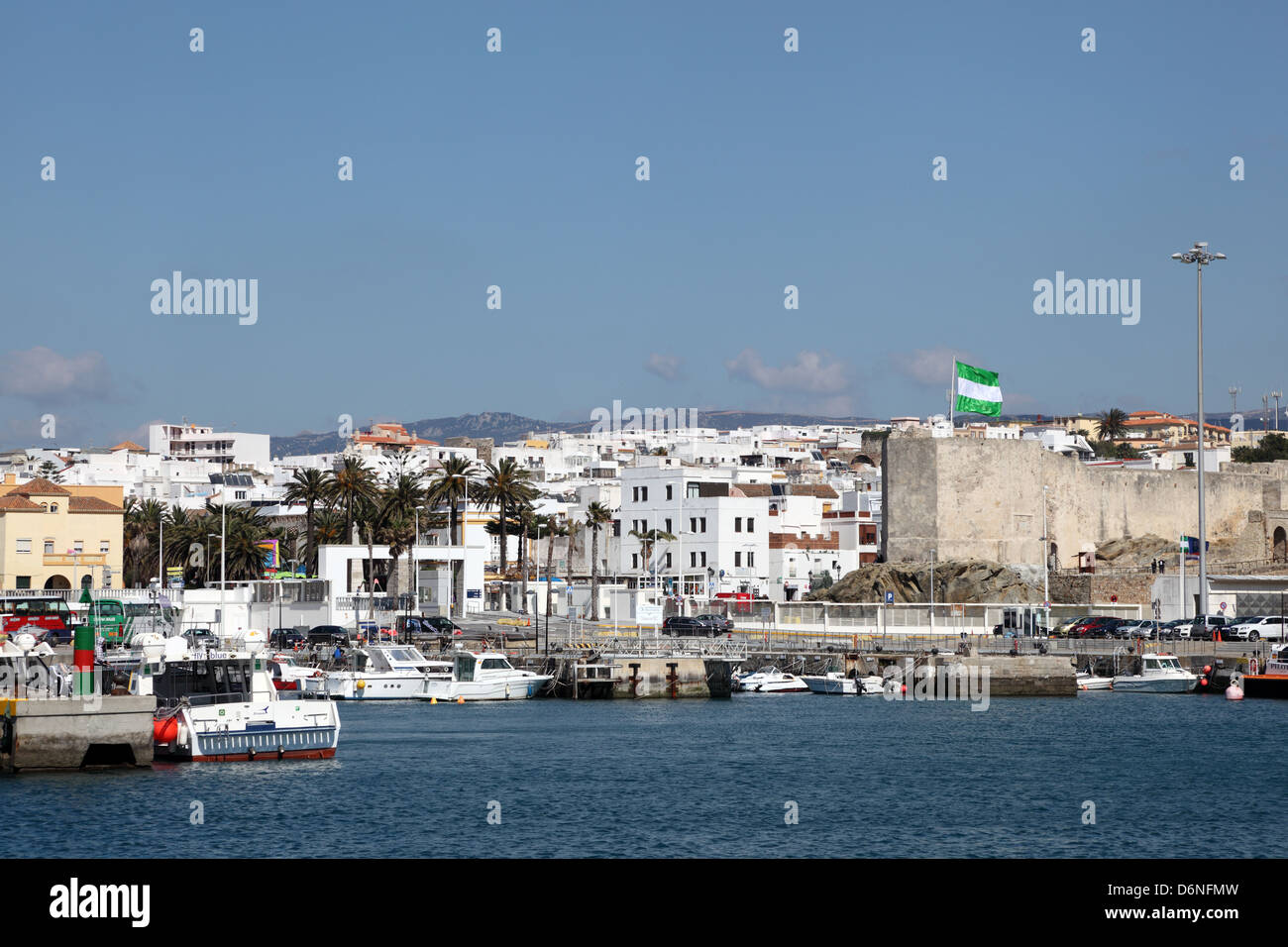Port de Tarifa, Province de Cadix, Andalousie Espagne Banque D'Images