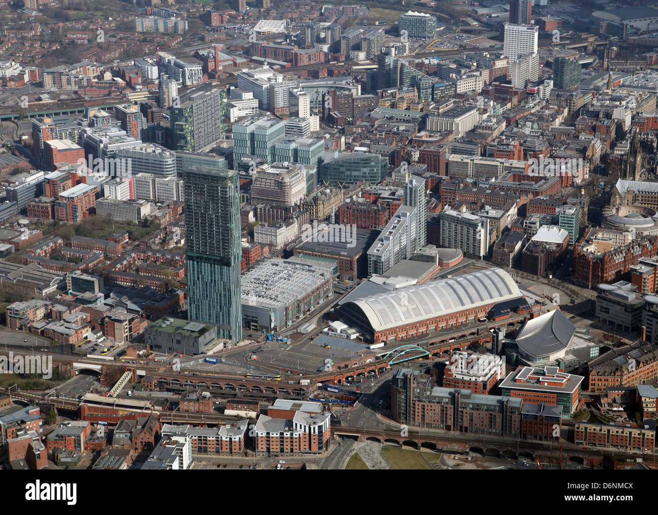 Vue aérienne de la Beetham Tower et G-Mex Centre de Manchester Banque D'Images