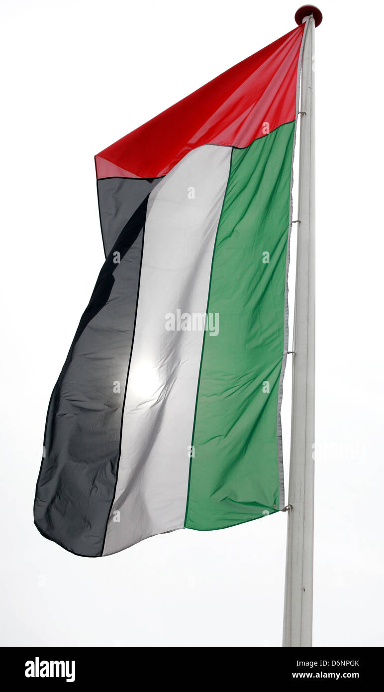 Schönefeld, Allemagne, drapeau des Émirats Arabes Unis Banque D'Images