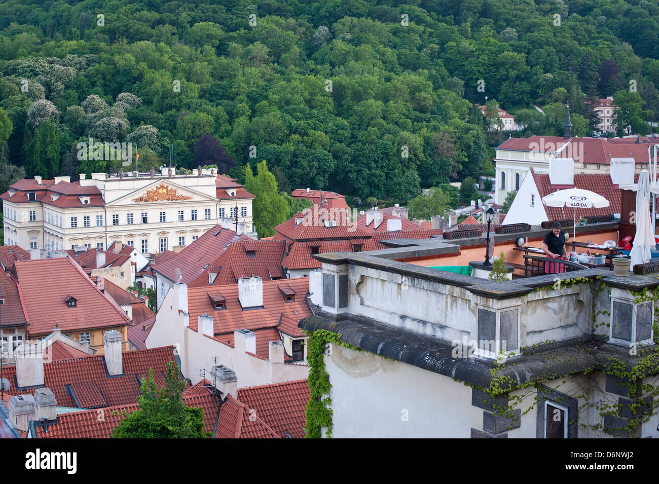 Restaurant sur le toit, Prague Banque D'Images