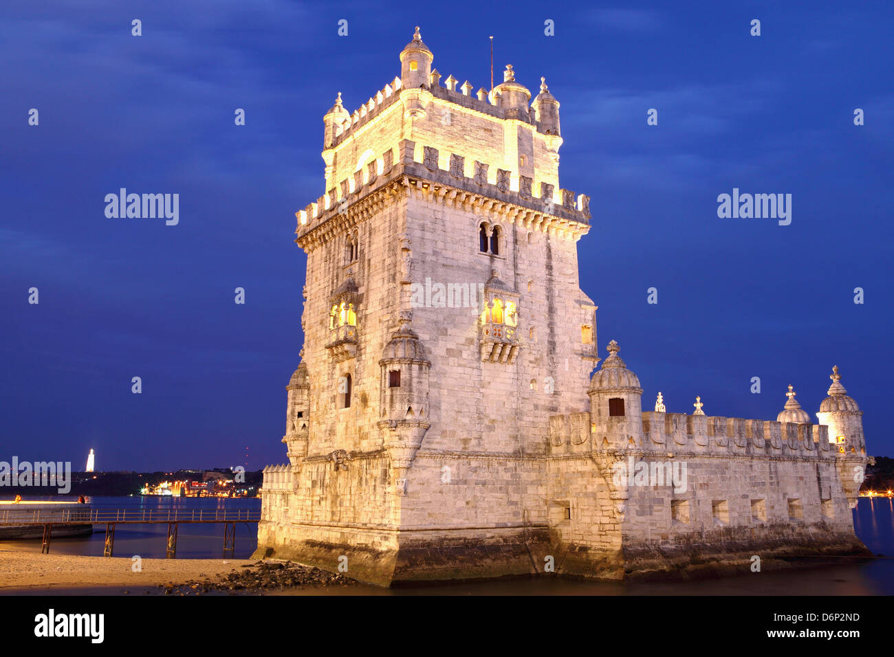 La Tour de Belem, forteresse manuéline, Site du patrimoine mondial de l'UNESCO, sur le Rio Tejo (Tage), Belém, Lisbonne, Portugal Banque D'Images