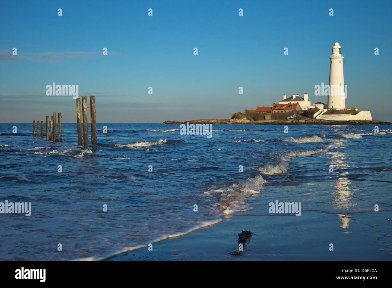 Le phare de St Marys, Whitley Bay, North Tyneside, Tyne et Wear, Angleterre, Royaume-Uni, Europe Banque D'Images